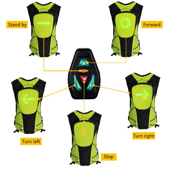Lifetechs 5L Cycling Backpack Luminous LED Turn Signal Reflective Safety Night Riding Running Camping USB Rechargeable Outdoor Waterproof Bag