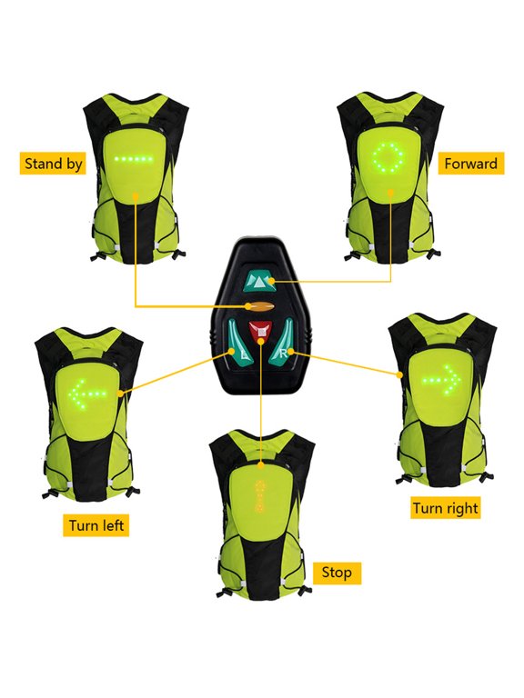 5L Cycling Backpack Luminous LED Turn Signal Reflective Safety Night Riding Running Camping USB Rechargeable Outdoor Waterproof Bag