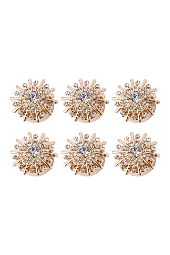 6 Pcs Women Button Covers Shiny Cufflinks Snap-on Removable Button Clips Shirt Dress Accessories