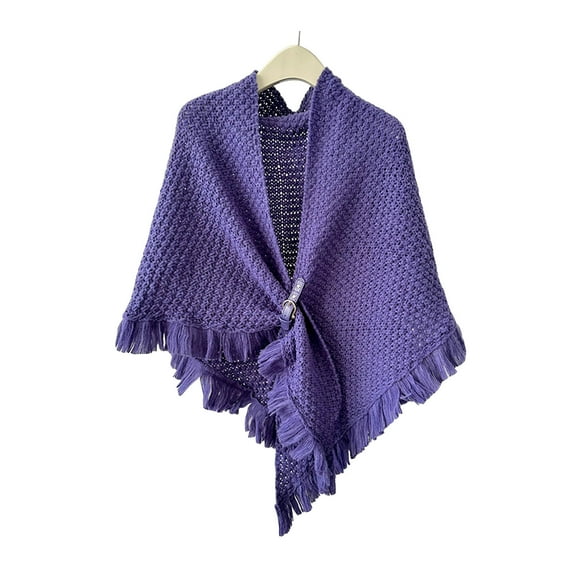 Lifetechs Autumn Winter Knitting Shawl with Tassel Decoration Triangle Scarf with Buttons Thickened Warm Knit Wrap