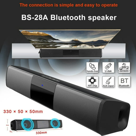 Lifetechs BS-28A Portable Bluetooth-compatible Stereo Speaker FM Radio TF Card Home Theater Soundbar