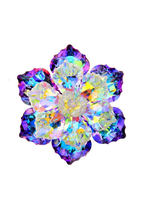 Bride Brooch Flower Shape Reflective Shiny Colorful Faux Crystal Evening Dress Chest Corsage Multidimensional Shining Ball Party Brooch Pin
