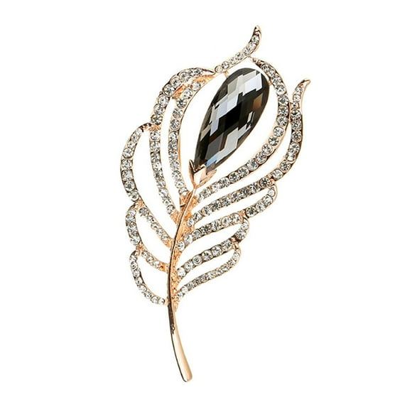 Lifetechs Brooch Peacock Feather Shape Hollow Shiny Rhinestone Stainless Exquisite Colorfast Luxury Bag Collar Scarf Hat Decoration Clothes Pin Lady Jewelry