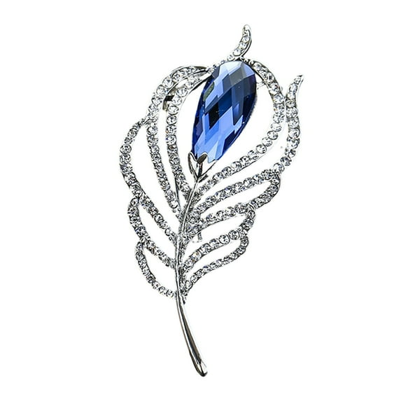 Lifetechs Brooch Peacock Feather Shape Hollow Shiny Rhinestone Stainless Exquisite Colorfast Luxury Bag Collar Scarf Hat Decoration Clothes Pin Lady Jewelry