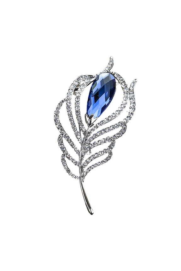 Brooch Peacock Feather Shape Hollow Shiny Rhinestone Stainless Exquisite Colorfast Luxury Bag Collar Scarf Hat Decoration Clothes Pin Lady Jewelry