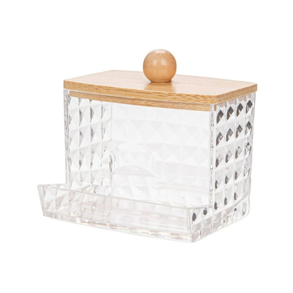 Lifetechs Cotton Swab Storage Box Cotton Ball Holder Transparent Dustproof Toothpicks Dental Floss Dispenser Storage Case