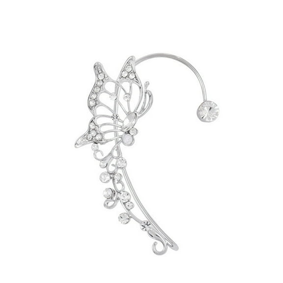 Lifetechs Ear Cuff Korean Style Hollow Out Lustrous Without Piercing Temperament Butterfly Elf Inlaid Rhinestone Ear Bone Clip Jewelry Accessory
