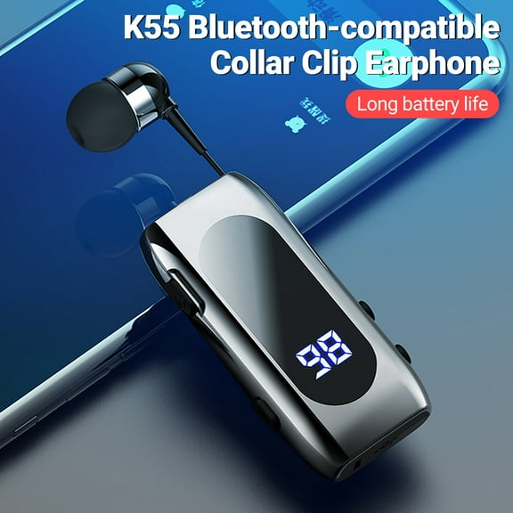 Lifetechs K55 Bluetooth-compatible Earphone Collar Clip Call Vibration Reminder Telescopic Cable Mini In-ear Sport Wireless Headphone for Driving