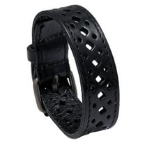 Lifetechs Men Retro Hollow Out Wide Wristband Adjustable Faux Leather Bracelet Long Cuff Bangle Accessories