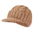 thumbnail image 1 of Lifetechs Mid-aged Men Knitted Hat Stretchy Short Brim Thickened Twisted Texture Ear Warm Daily Wear Cap Outdoor Headwear, 1 of 7