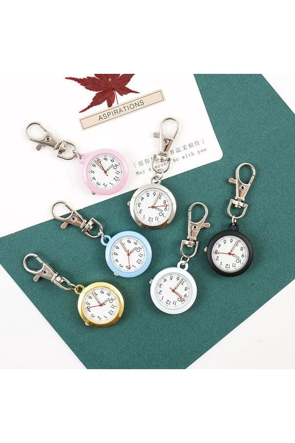 Pocket Watch Waterproof Quartz Movement Ultra-quiet Large Screen with Lobster Clip Record Time Ultra-Light Battery-operated Unisex Keychain Watch Birthday Gift for Office