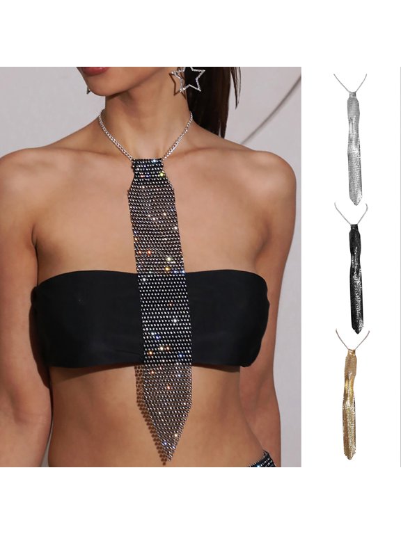 Sparkling Neck Tie Shiny s Flat Mesh Style Metal Neck Straps Bling Necktie Christmas Gift Tie Parties Photography Props