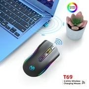 Lifetechs T69 2.4GHz Wireless Mouse RGB 7 Buttons Ergonomic Lightweight Type-C Rechargeable Universal Cordless Computer Gaming Mouse PC Accessories