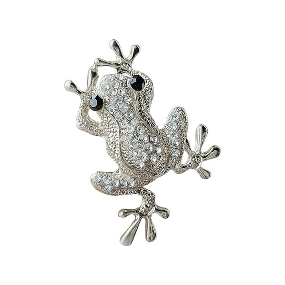Lifetechs Unisex Brooch Frog Shape Alloy Rhinestone Decor Anti-slip Bag Coat Collar Hat Scarf Decoration Clothes Pin Party Prom Garment Jewelry