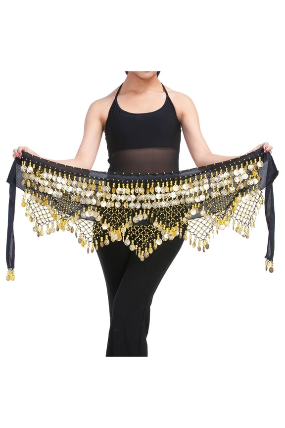 Velvet Belly Dance Waist Chain with Coin Lace-up Lightweight Women Dancing Waist Belt Dancer Accessories