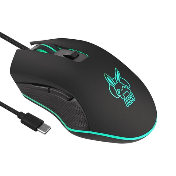 Lifetechs Wired Mouse Sensitive Plug Play Ergonomic Type C 3200DPI Desk Mouse for