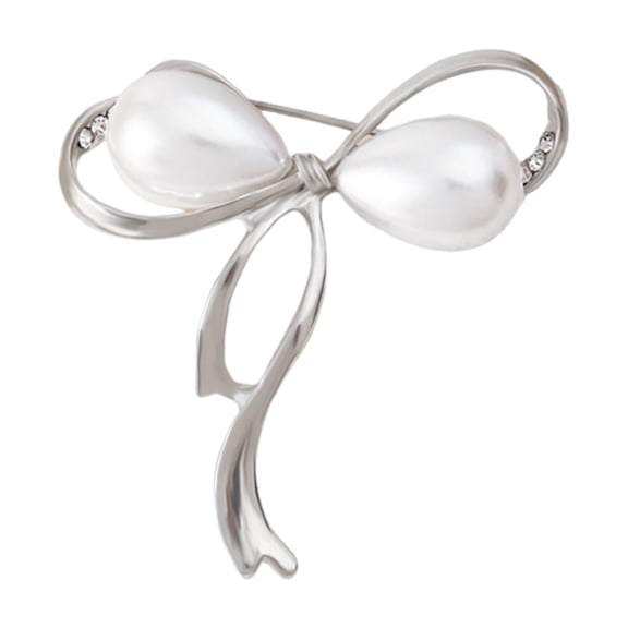 Lifetechs Women Brooch Faux Pearl Hollow Bow Decor Stainless Exquisite Vintage Anti-slip Coat Collar Hat Scarf Decoration Clothes Pin Garment Jewelry