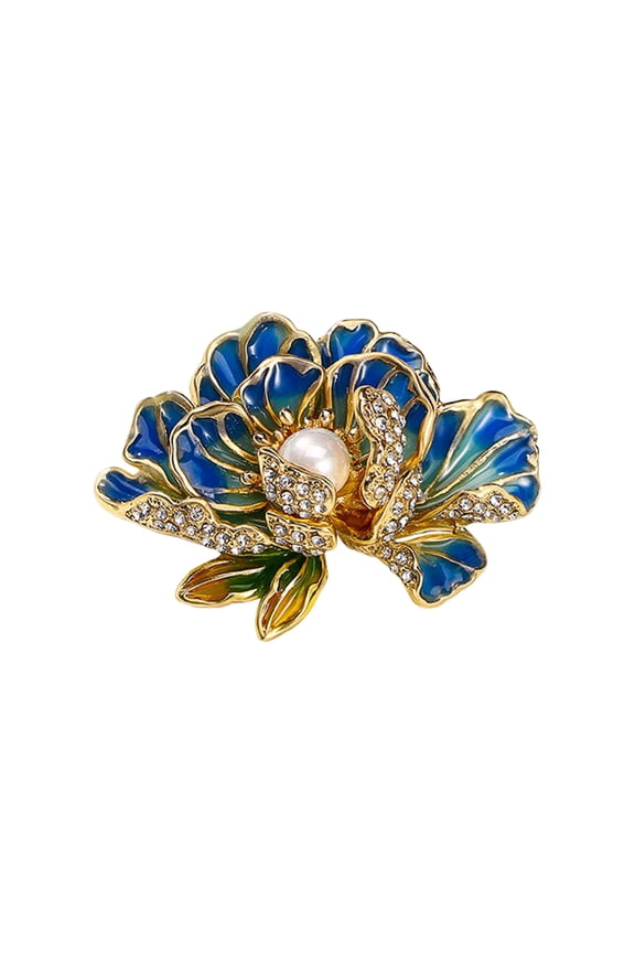 Women Brooch Flower Shape Rhinestone Faux Pearl Decor Petal Anti-slip Shoulder Bag Suit Coat Collar Hat Clothes Pin Party Prom Bride Wedding Garment Jewelry