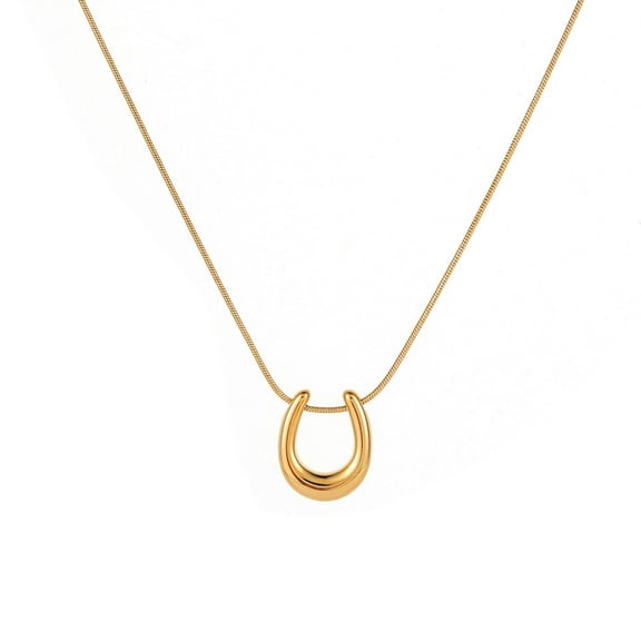 Lifetechs Women Necklace Hollow Out Horse Hoof Shape Extended Length Adjustable Stainless Alloy Colorfast Lightweight Lady Pendant Necklace Neck Jewelry
