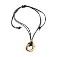 thumbnail image 1 of Lifetechs Women Pendant Necklace Faux Leather Adjustable Irregular Circle Pendant Tie-up Knot Rust-Resistant Polished Surface Club Party Choker Neck Jewelry, 1 of 7