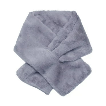 Lifetechs Women Winter Faux Rabbit Fur Cross Collar Thickened Warm Scarf Plush Elegant Shawl Scarf Clothes Accessories
