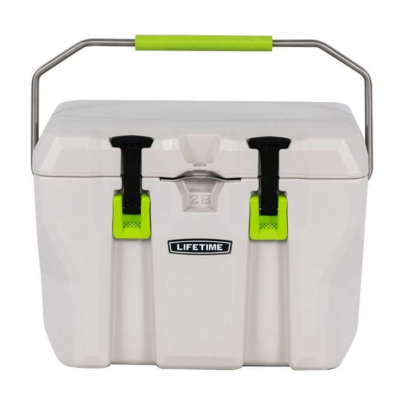 Lifetime 28 qt Bear-Resistant Camping Cooler, Premium High Performance, Ice Retention, Hard Cooler, 20 Can Capacity, Lime Green (91183)