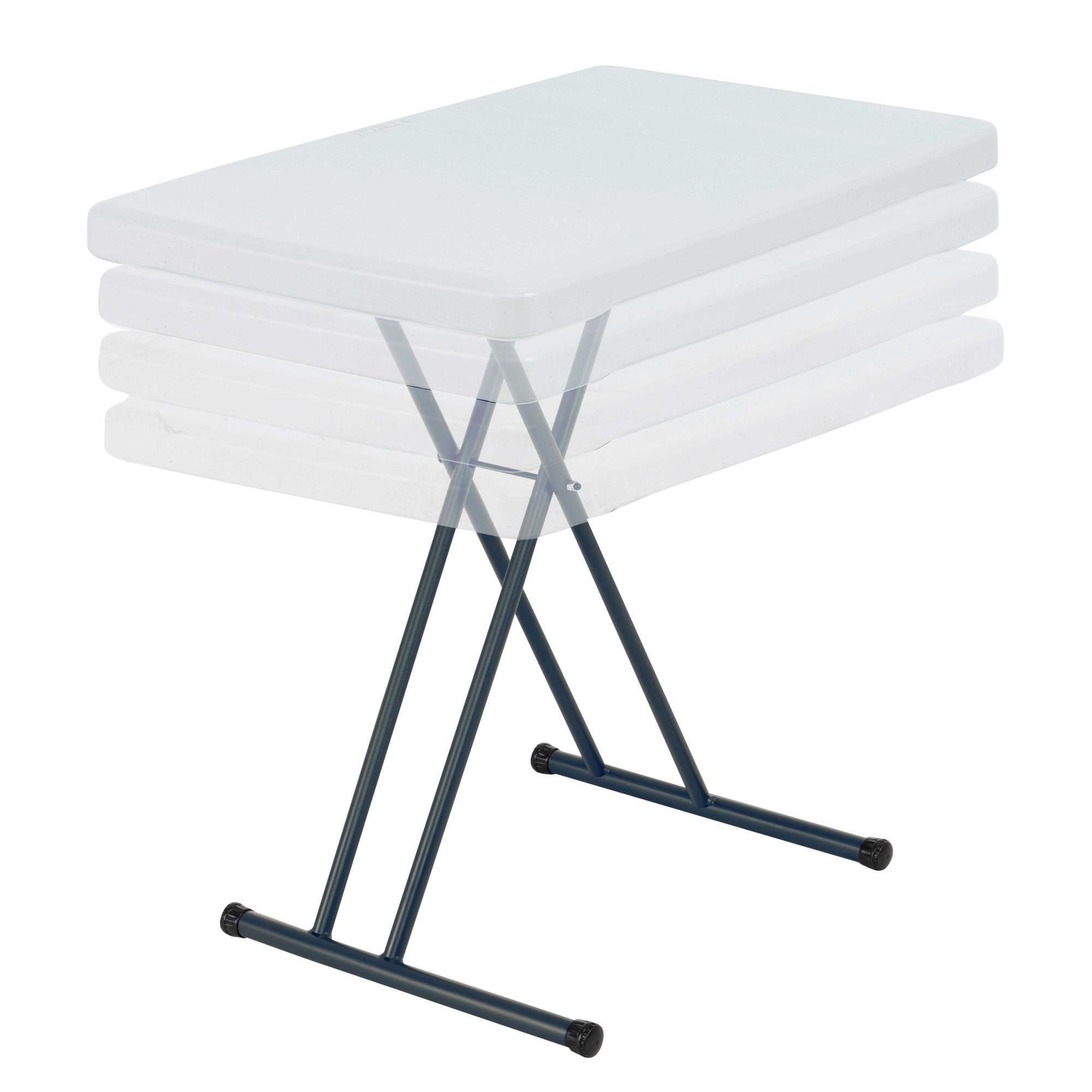 Adjustable White Granite Plastic Folding Table with X-Shaped Base
