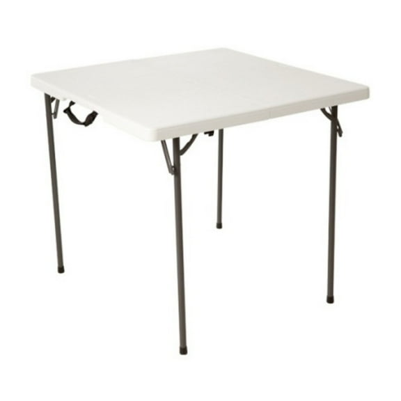 Lifetime 34 inch Square Fold-In-Half Table, Indoor/Outdoor Essential, White Granite (80273)