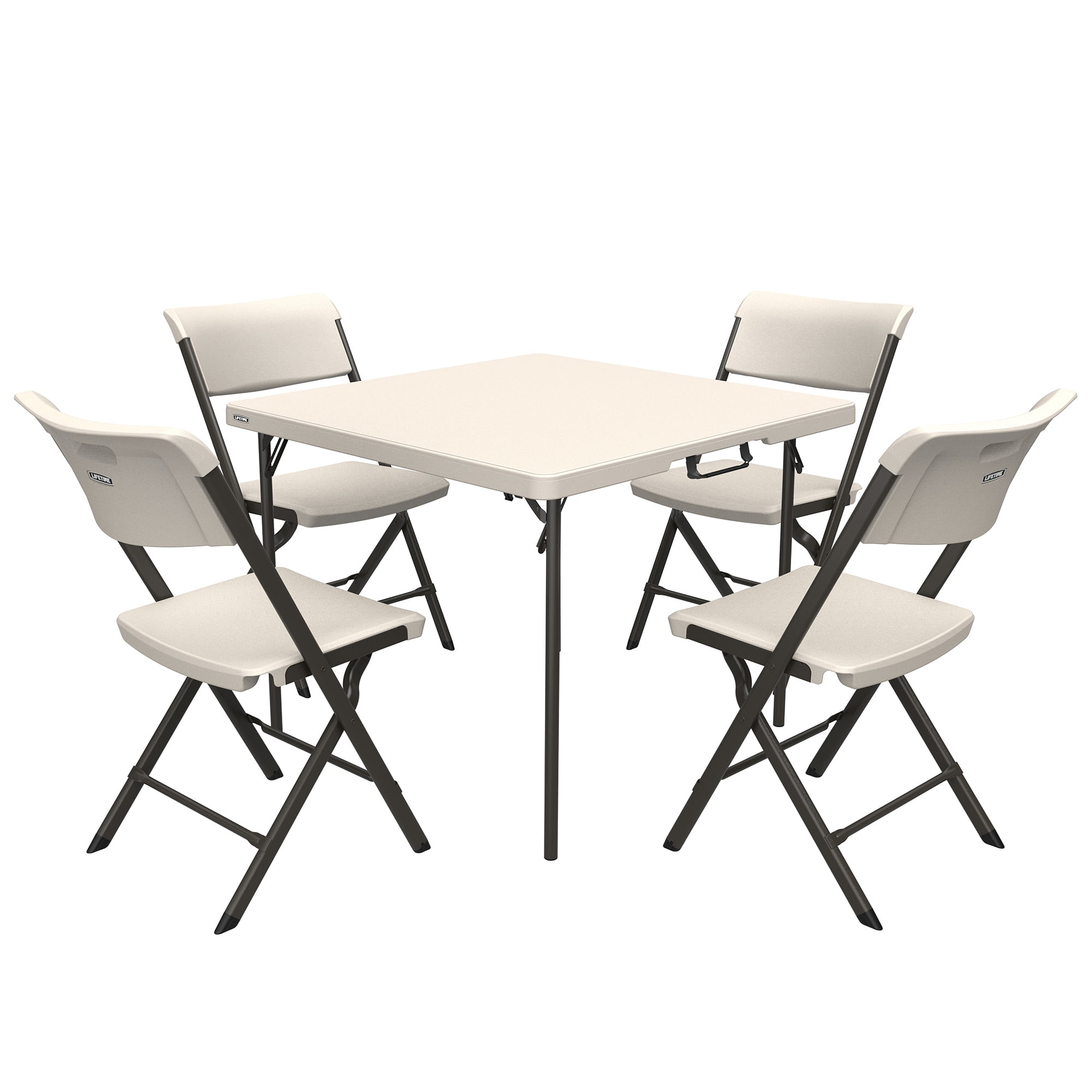 Lifetime 37-Inch Fold-In-Half Table and 4 Chairs Set (Light Commercial)