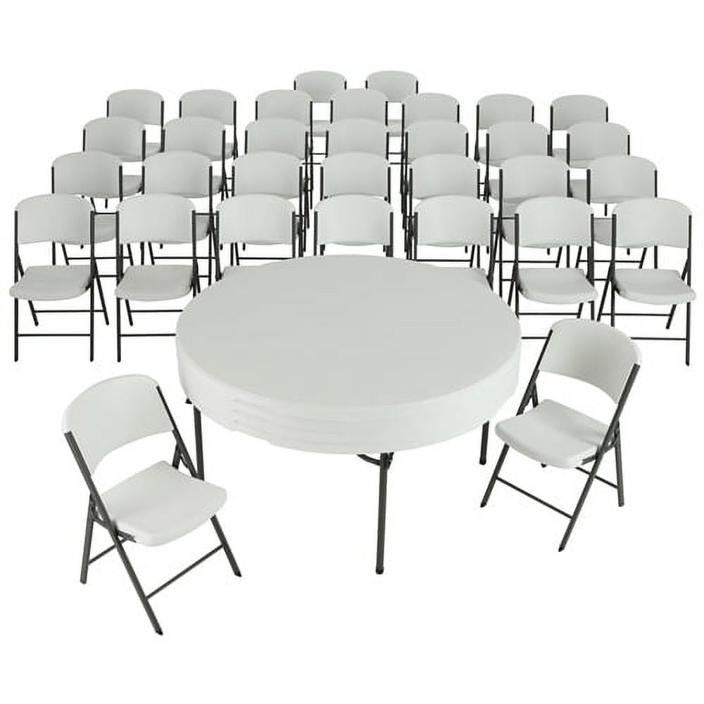 Lifetime 36-Piece Steel Framed 60" Round Tables (4) and Chairs (32) Set, Almond (80458)