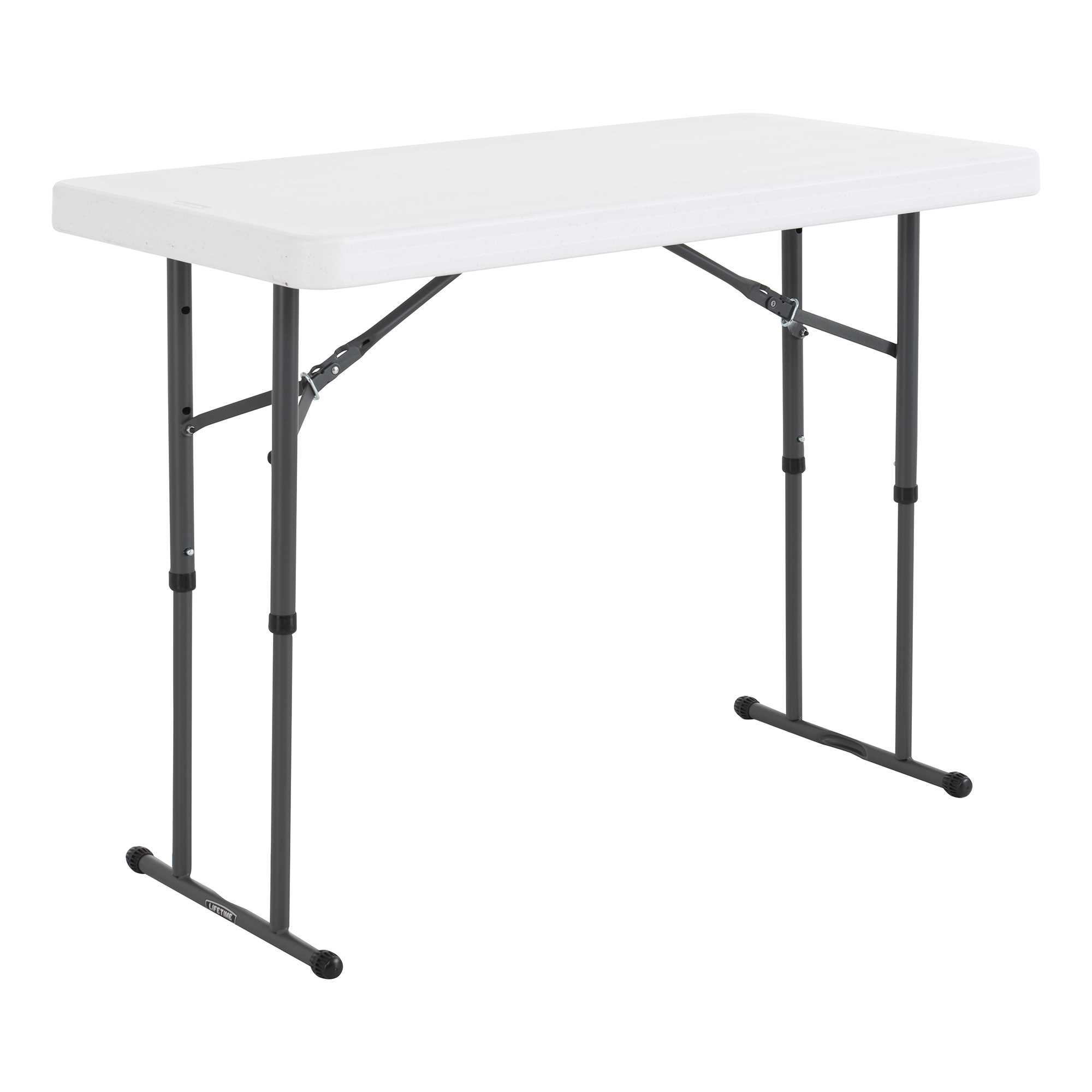 Lifetime 4 Foot Adjustable Rectangle Folding Table, Indoor/Outdoor Commercial Grade, White Granite (80160) - image 1 of 16