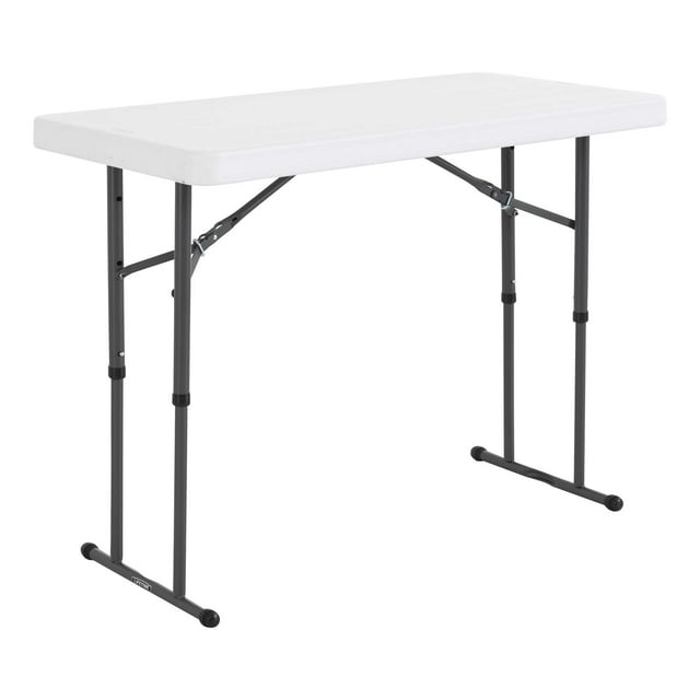 Lifetime 4 Foot Adjustable Rectangle Folding Table, Indoor/Outdoor Commercial Grade, White Granite (80160)