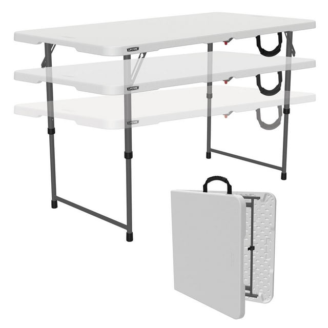 Lifetime 4 Foot FoldinHalf Adjustable Height Table, Indoor/Outdoor