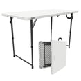 thumbnail interactive-video image 1 of Lifetime 4 Foot Fold-in-Half Adjustable Height Table, Indoor/Outdoor Essential, White (80509), 1 of 15
