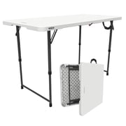 Lifetime 4 Foot Fold-in-Half Adjustable Height Table, Indoor/Outdoor Essential, White 80509