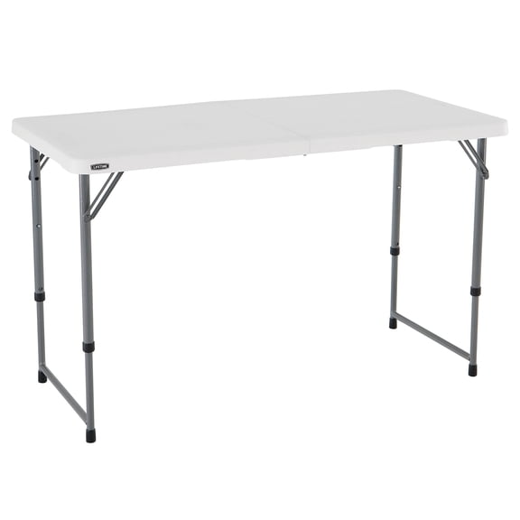 Lifetime 4-Foot Height-Adjustable Fold-In-Half Table, White Granite