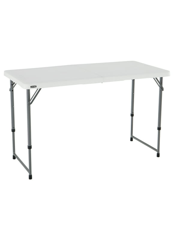 Lifetime 4 ft. Rectangle Fold-in-Half Adjustable Table, Indoor/Outdoor Residential, White (4428)
