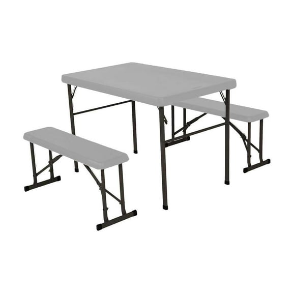 Lifetime 42" Table with Benches (HDPE & Powder Coated Steel). Boulder Gray