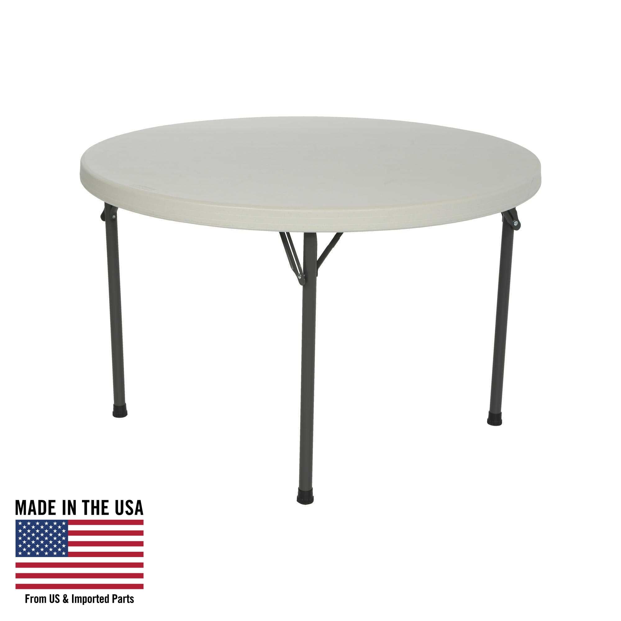 46-Inch Almond High-Density Polyethylene Round Folding Table