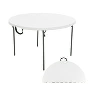 Lifetime 48 inch Round Fold-in-Half Table, Indoor/Outdoor Essential, White Granite (280064)