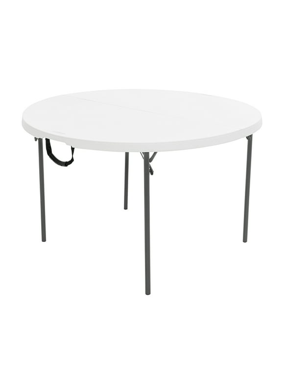 Lifetime 48 inch Round Fold-In-Half Table, Indoor/Outdoor Essential, White Granite (280064)