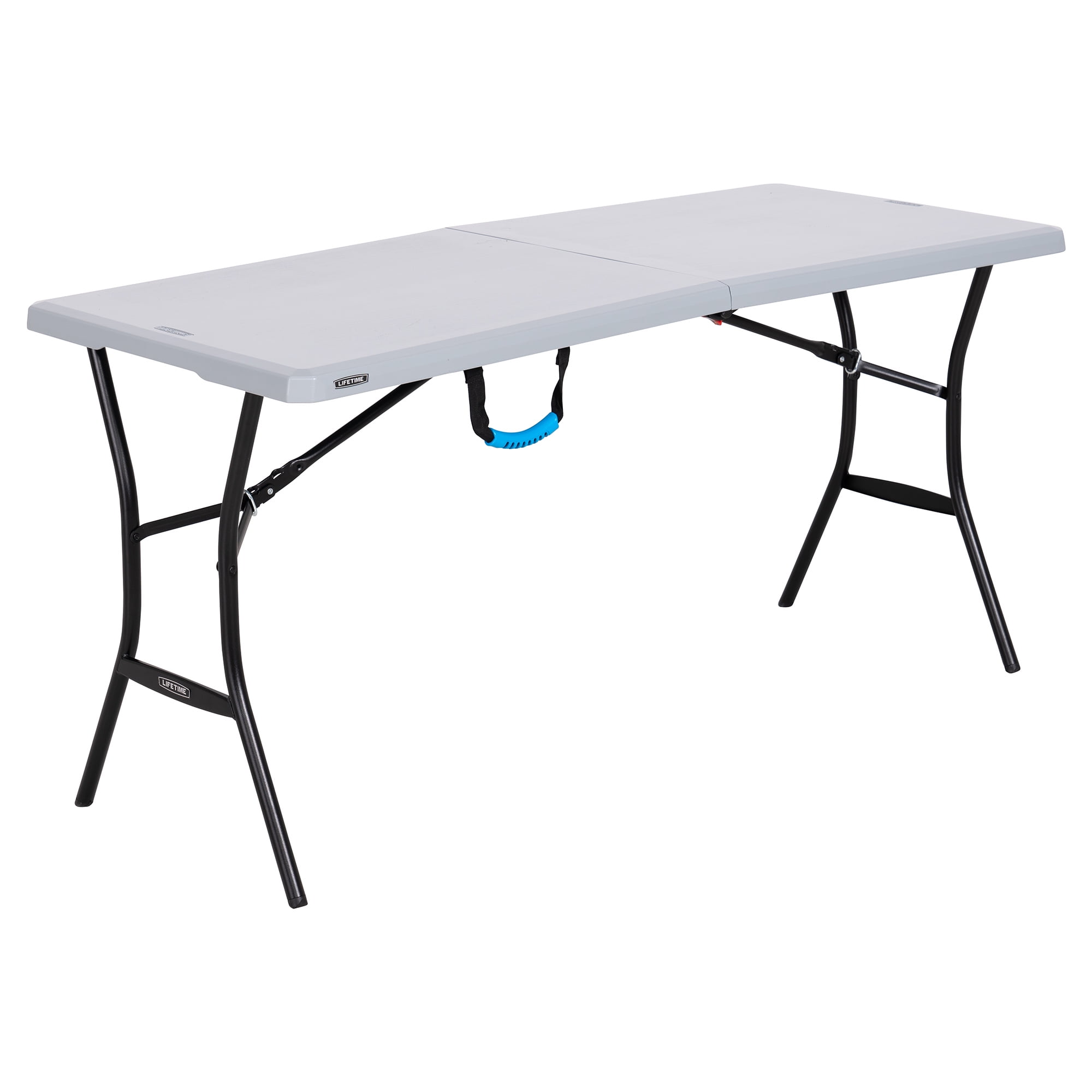 Lifetime 5 Foot Rectangle Fold in Half Table Indoor Outdoor Residential Boulder Gray 80939