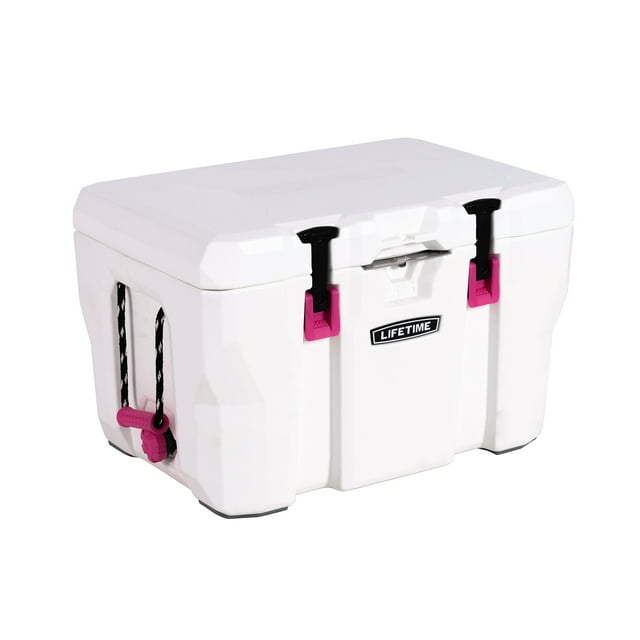 Lifetime 55 Quart High Performance Polyethylene Cooler, White/Pink (91245)