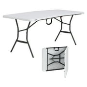 Lifetime 6 Foot Fold-in-Half Rectangle Table, Indoor/Outdoor Light Commercial Grade, White Granite (280857)