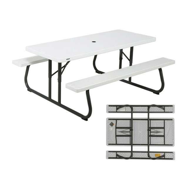 Lifetime 6 Foot Collapsible & Foldable Outdoor Picnic Table, 80215