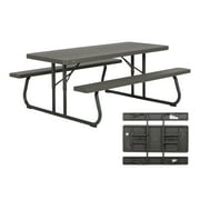 Lifetime 6 Foot Folding Polyethylene Picnic Table, Brown (60105)
