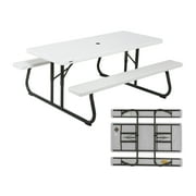 Lifetime 6 Foot Folding Polyethylene Picnic Table, White 80215