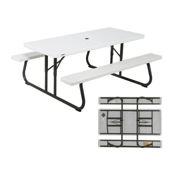Lifetime 6 Foot Folding Polyethylene Picnic Table, White (80215)