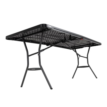 Lifetime 6 Foot Rectangle Fold-in-Half Folding Table, Black (80891)