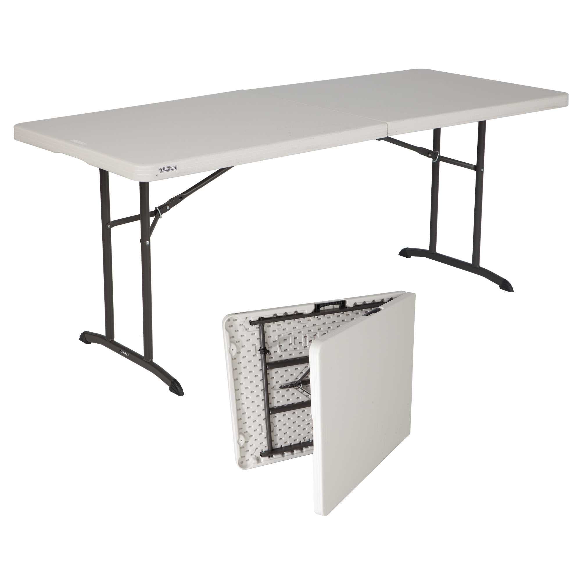 Lifetime 6 Foot Rectangle Fold-in-Half Table, Indoor/Outdoor Commercial  Grade, Almond (80382)